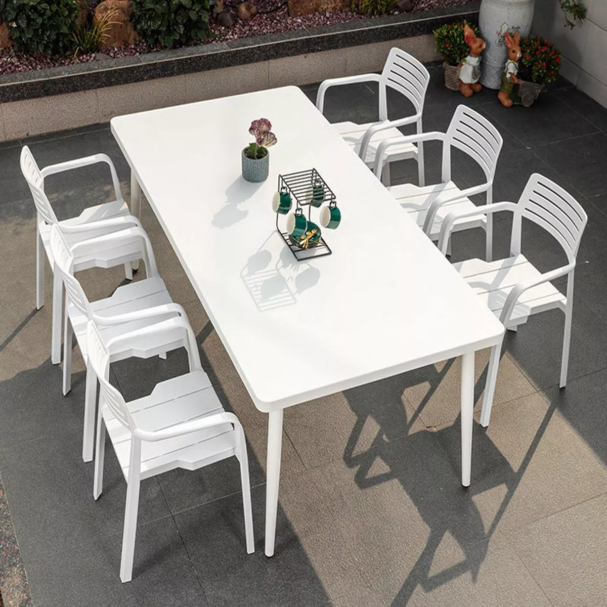 Dining table set No.31 – 6+1: 200x100CM Thickened Carbon Steel Table