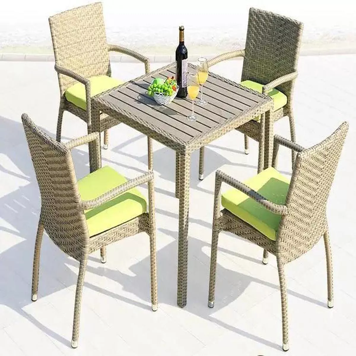 Dining Table set No.4 – Square table & 4 Chairs | black | Cream