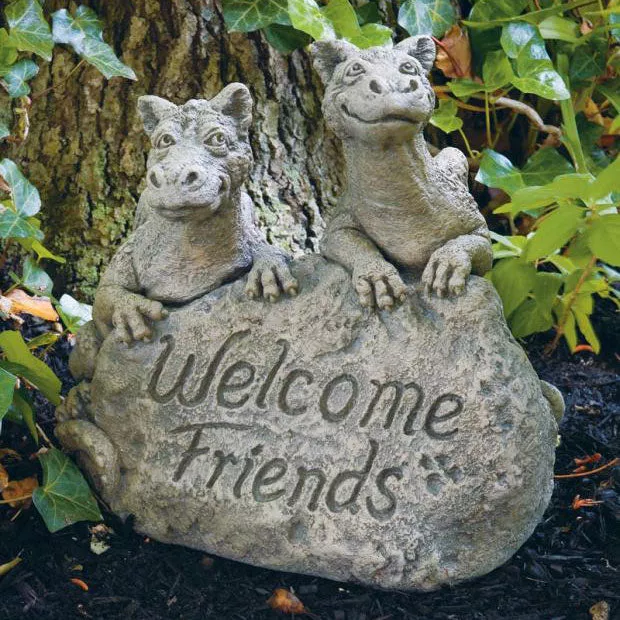 Dragon Statue, Welcome Friends Dragons, 14"