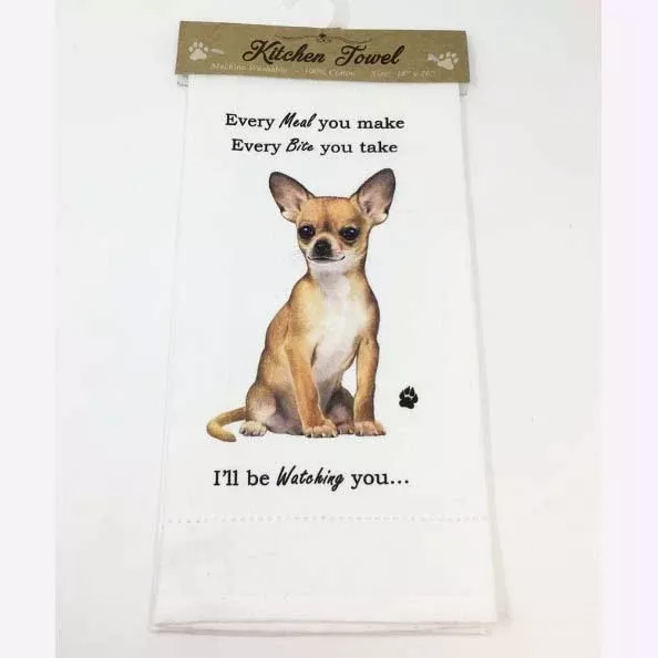 E&S Pets Kitchen Towel- Tan Chihuahua