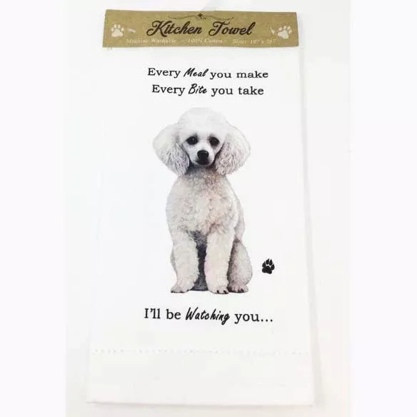E&S Pets Kitchen Towel- White Poodle