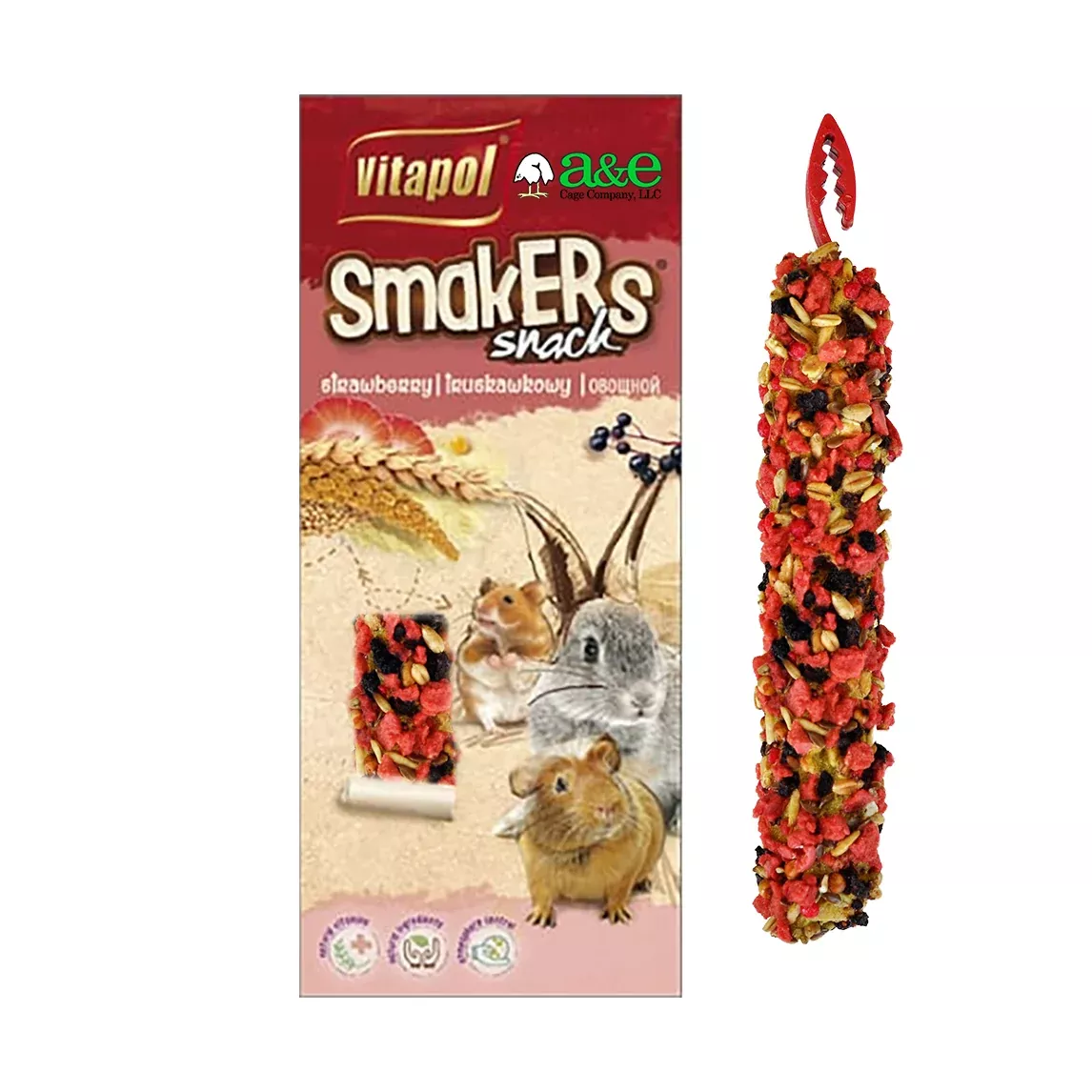 A&E, Vitapol Small Animals Smakers, Strawberry, 2 Pack