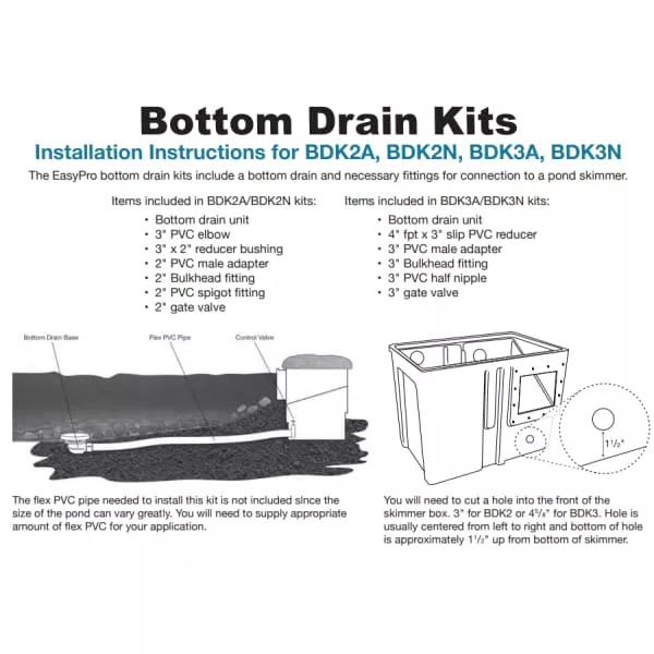 EasyPro™Bottom Drain Kits - Includes Fittings