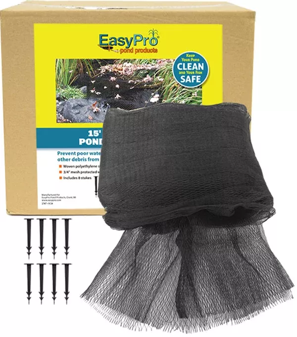 EasyPro Prepackaged Premium Pond Cover Netting, Includes Stakes