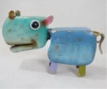 Enameled-Metal Hippopotamus Statue