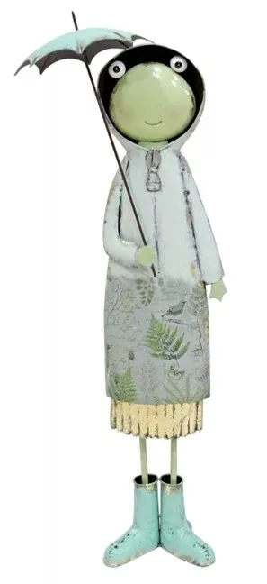 Enameled-metal Tall Frog in a Raincoat