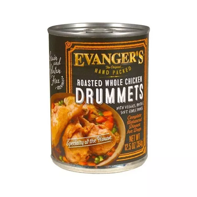 Evanger's, Hand-Packed Roasted Chicken Drummet Dinner, Canned Dog Food, 13 oz
