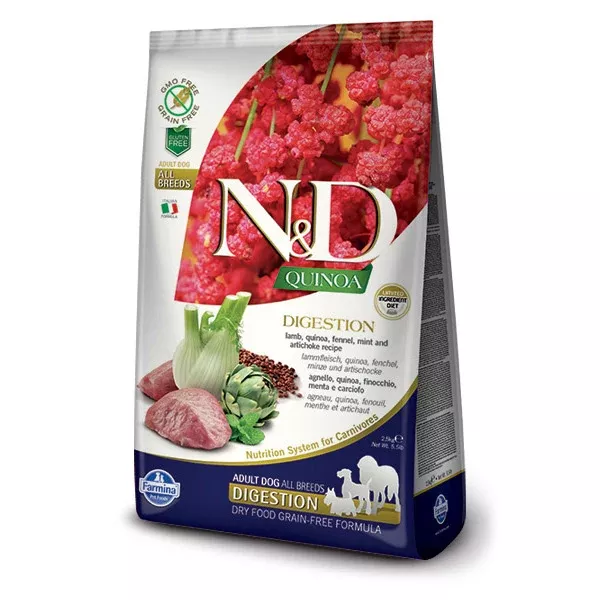 Farmina N&D Quinoa Grain-Free Digestion Lamb Dog Food, 15.4 lb