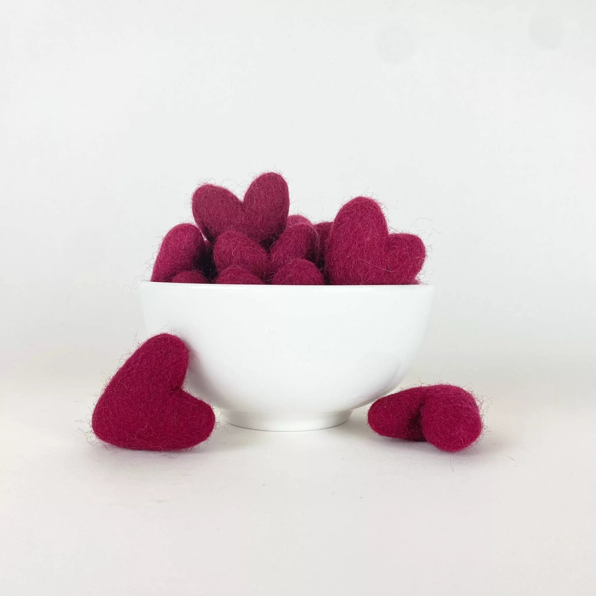 Felted Wool Wine Hearts- Set of 20