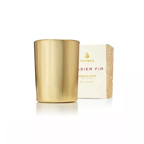 Frasier Fir Gilded Votive Candle, Gold