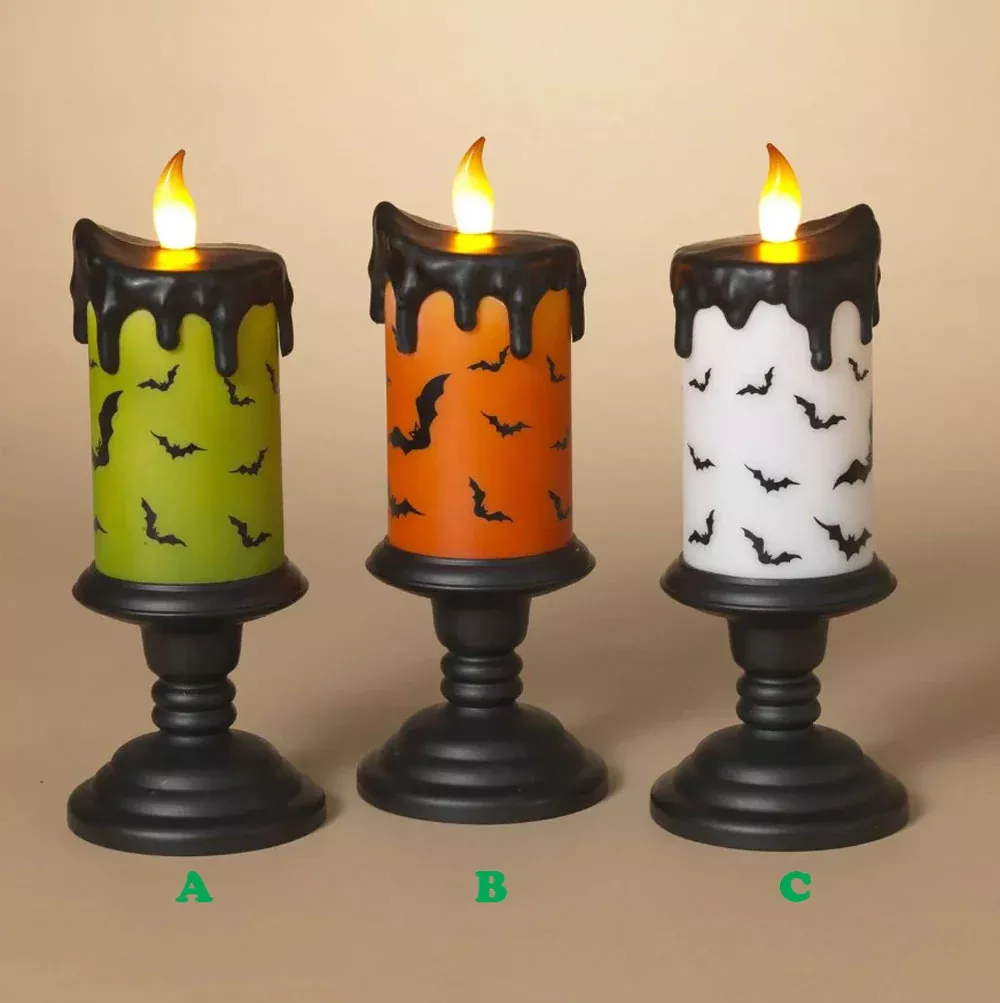 Gerson, 9.8"H B/O Lighted Halloween Candle w/ Bats, Assorted and Sold Separately