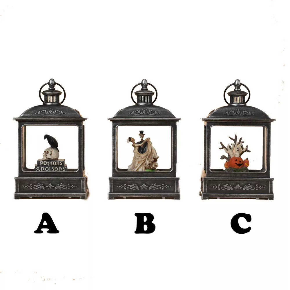 Gerson Company, Assorted Lantern Water Globe, Sold Separately, Halloween, 8.25"H