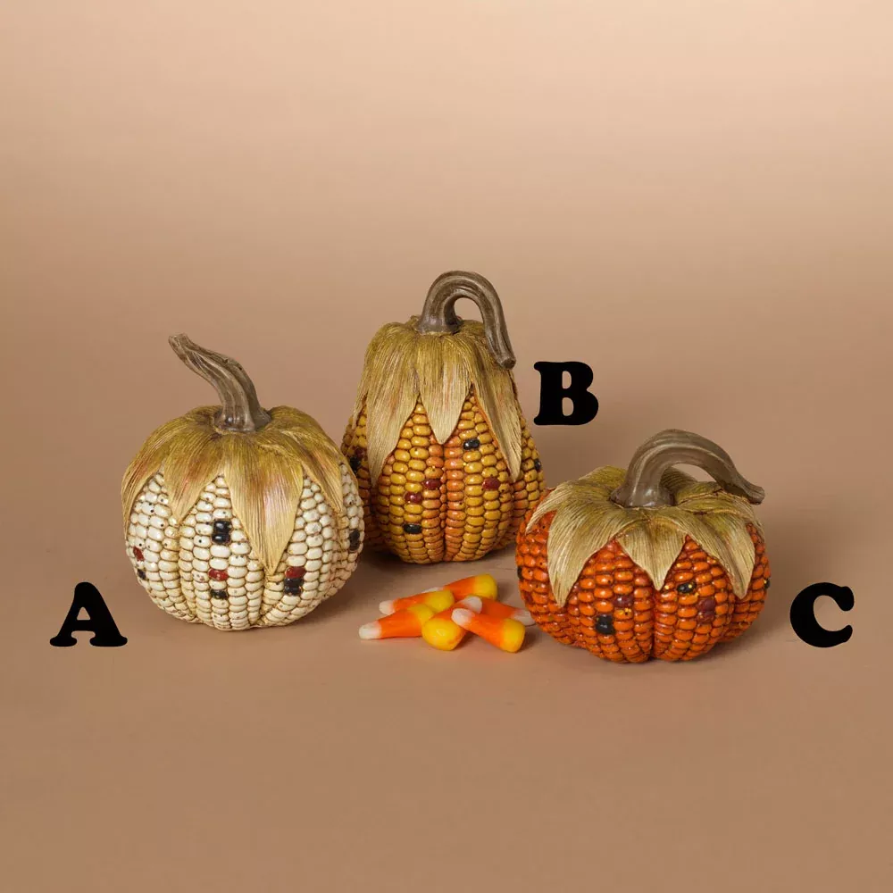 Gerson Company, Corn Cob Pumpkin, Resin, 4.1"