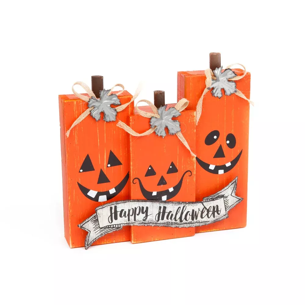 Gerson Company, Happy Halloween Pumpkin Block, Wood, Orange, 10"H