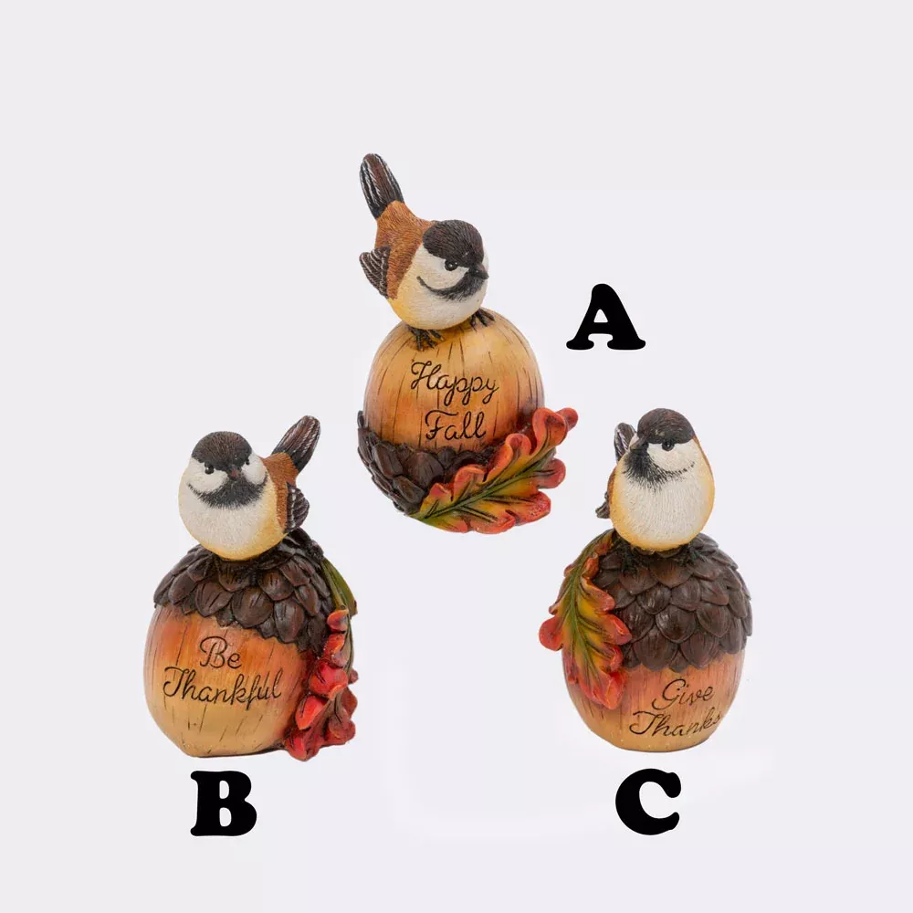 Gerson Company, Harvest Acorn w/ Bird Assorted, 5.5"H