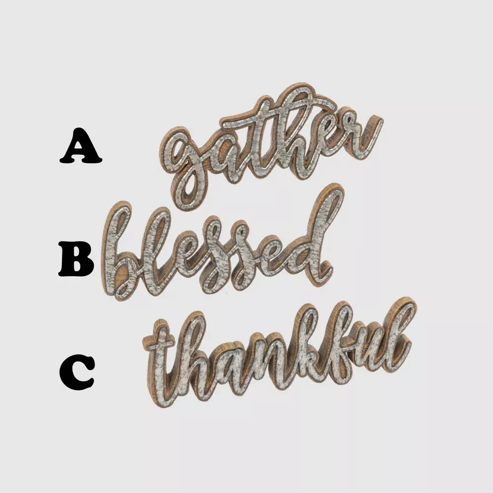Gerson Company, Tabletop Resin Sign Assorted, Resin, Silver/Wood, 11.2"L