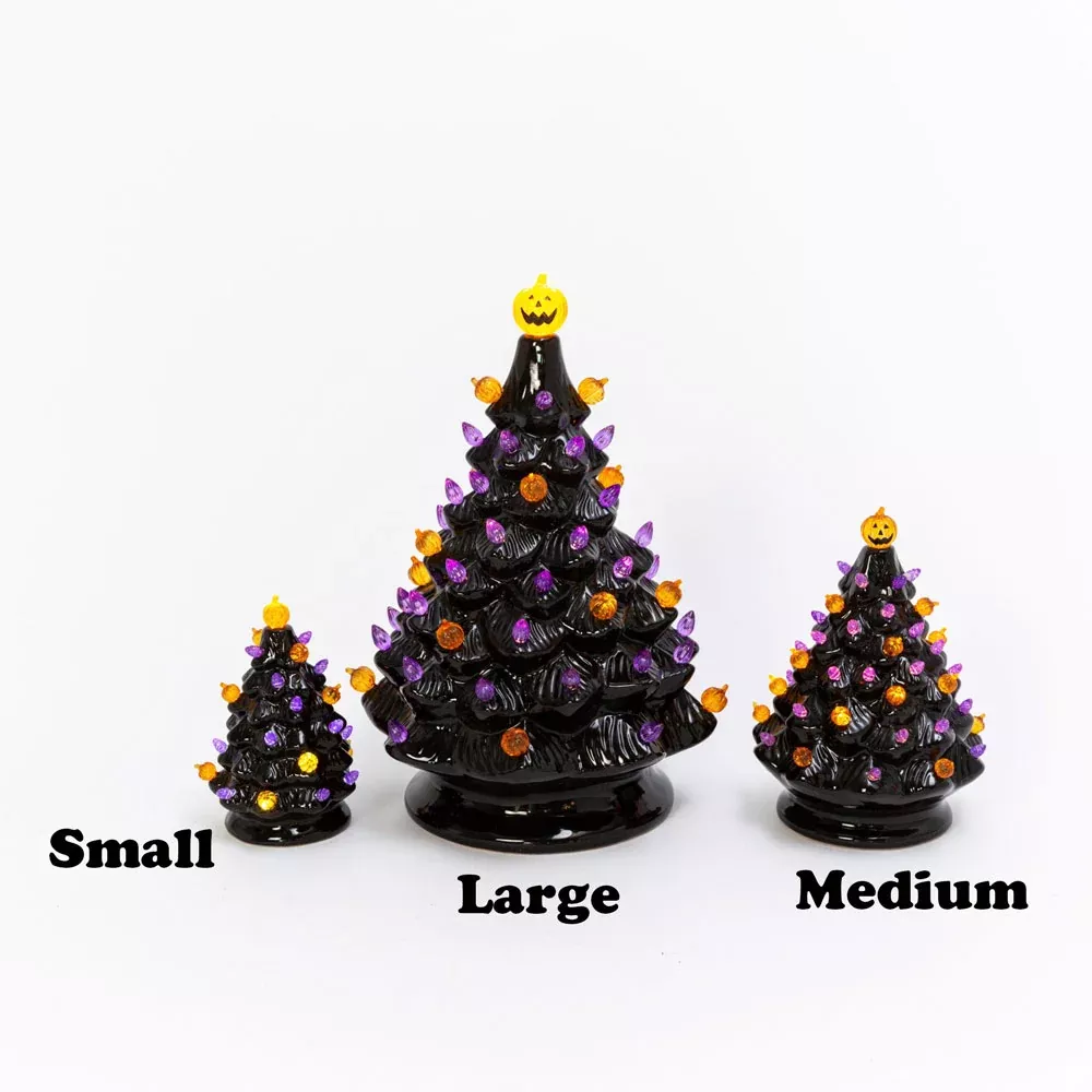 Gerson Company, Vintage Style Halloween Tree, Large Size, Battery Operated (NOT included), Black with Lights, 13.1"H
