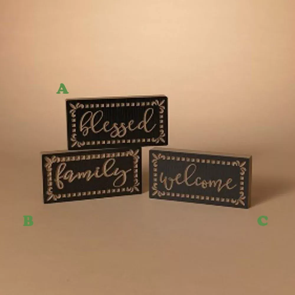 Gerson, Engraved Harvest Wooden Block, Black, Assorted & Sold Separately