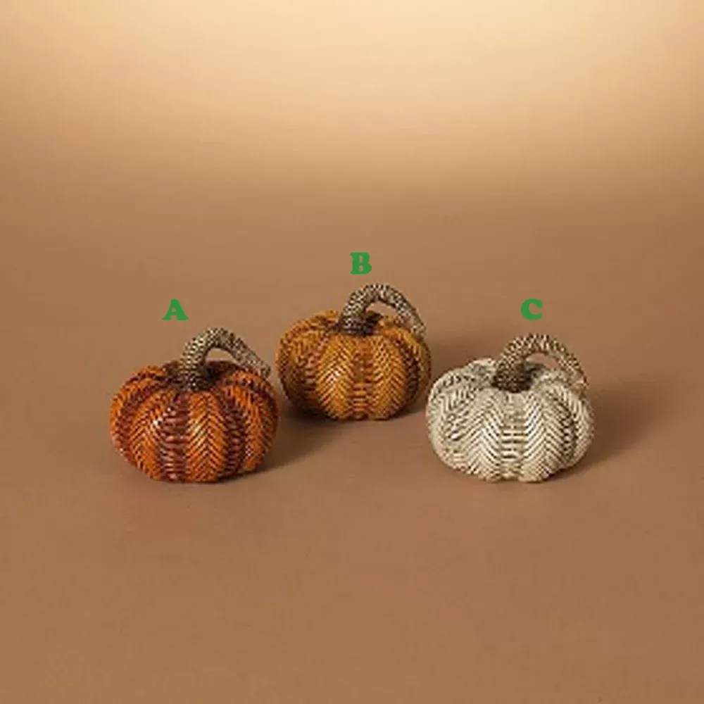 Gerson, Harvest Resin Weaved Pumpkin, 3.7", Assorted and Sold Separately