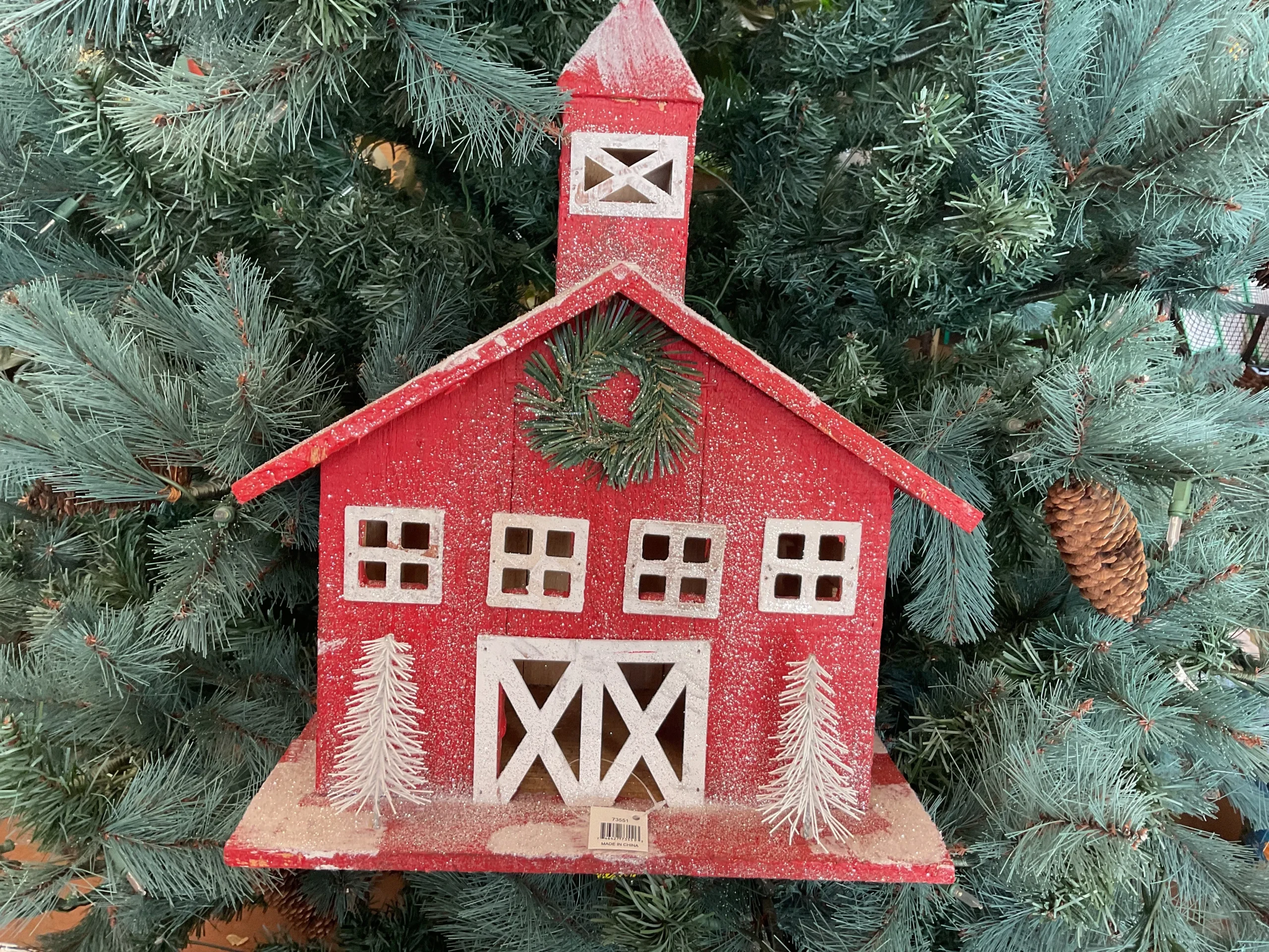 Glittery Red Christmas Barn