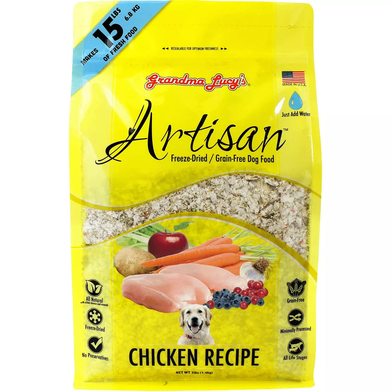 Grandma Lucy's Artisan Freeze-Dried Chicken Recipe Dog Food, 10 lb