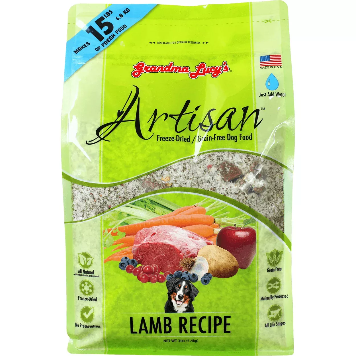 Grandma Lucy's Artisan Freeze-Dried Lamb Recipe Dog Food, 3 lb