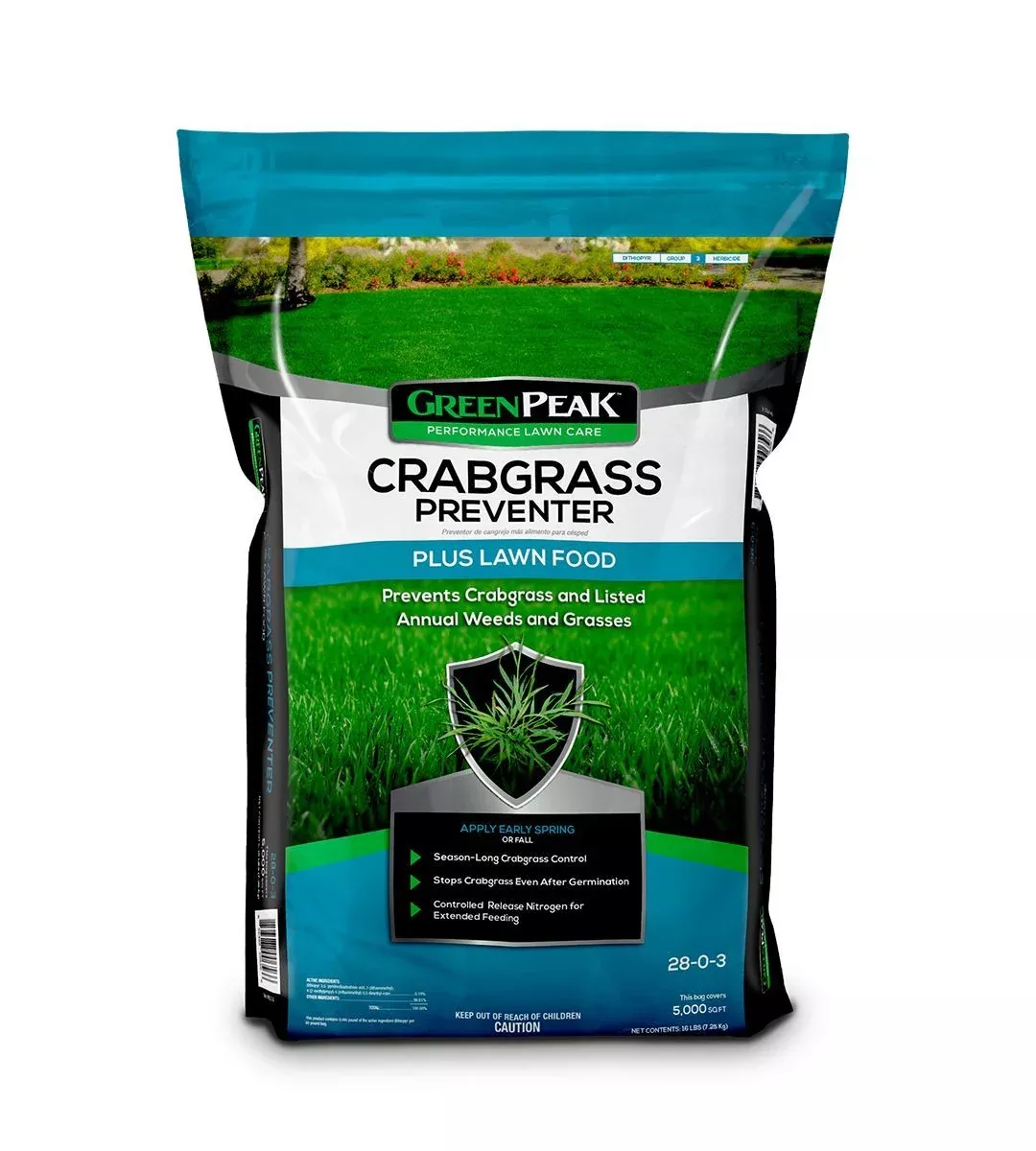 GreenPeak™ Crabgrass Preventer PLUS Lawn Food 28-0-3