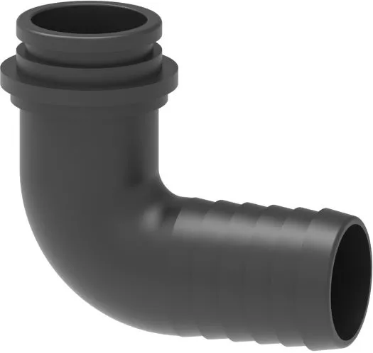 Hose Barb 90° for use with Flynut and Gasket Poly