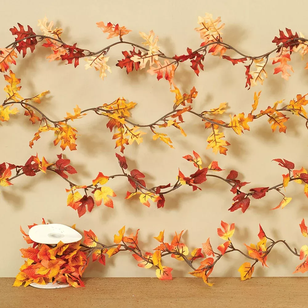 Inventory Error Gerson Company, Fall Foliage Garland Mini Leaves, Orange/ Yellow, 6'L
