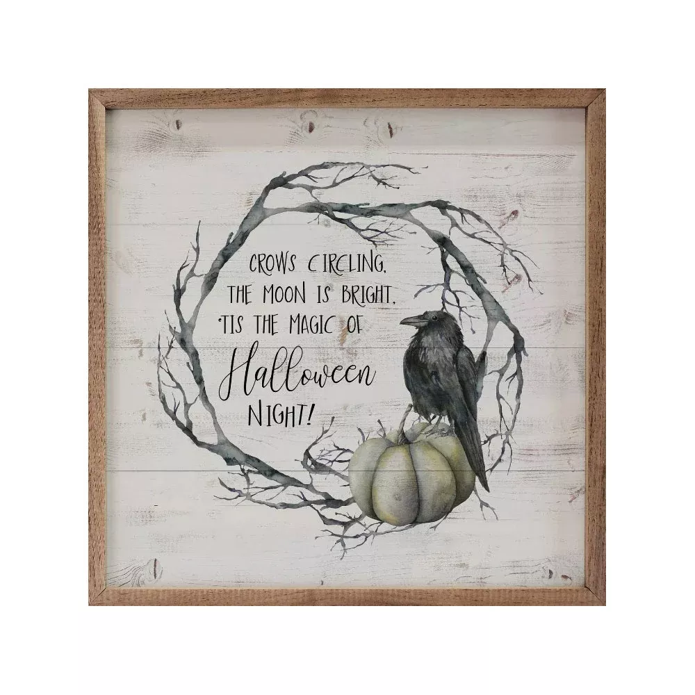Kendrick Home, Magic of Halloween Night Whitewash Art, 8'' x 8''