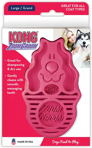Kong Zoom Groom Dog Brush Raspberry LG