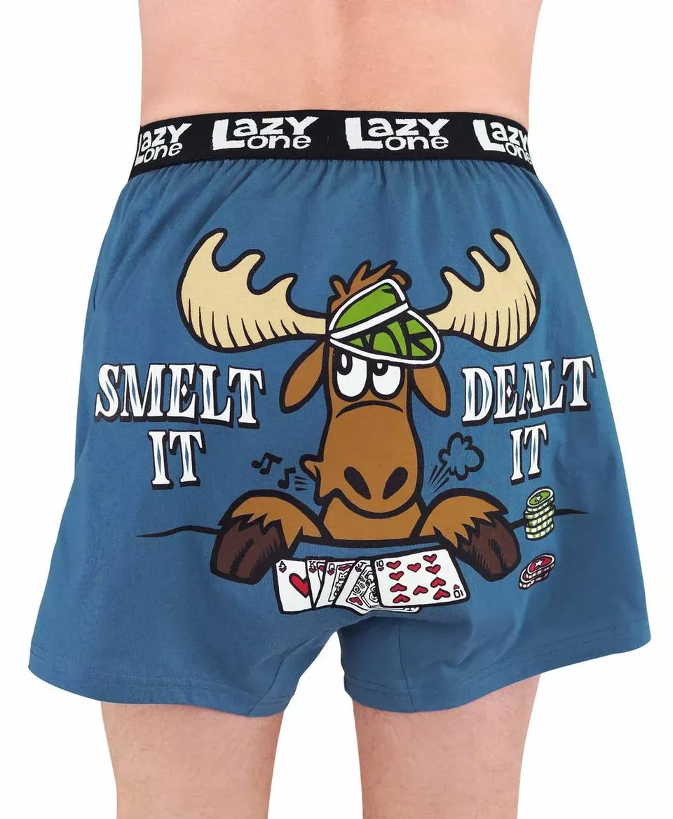 Lazy One - Smelt It Dealt It Men's Funny Moose Boxer