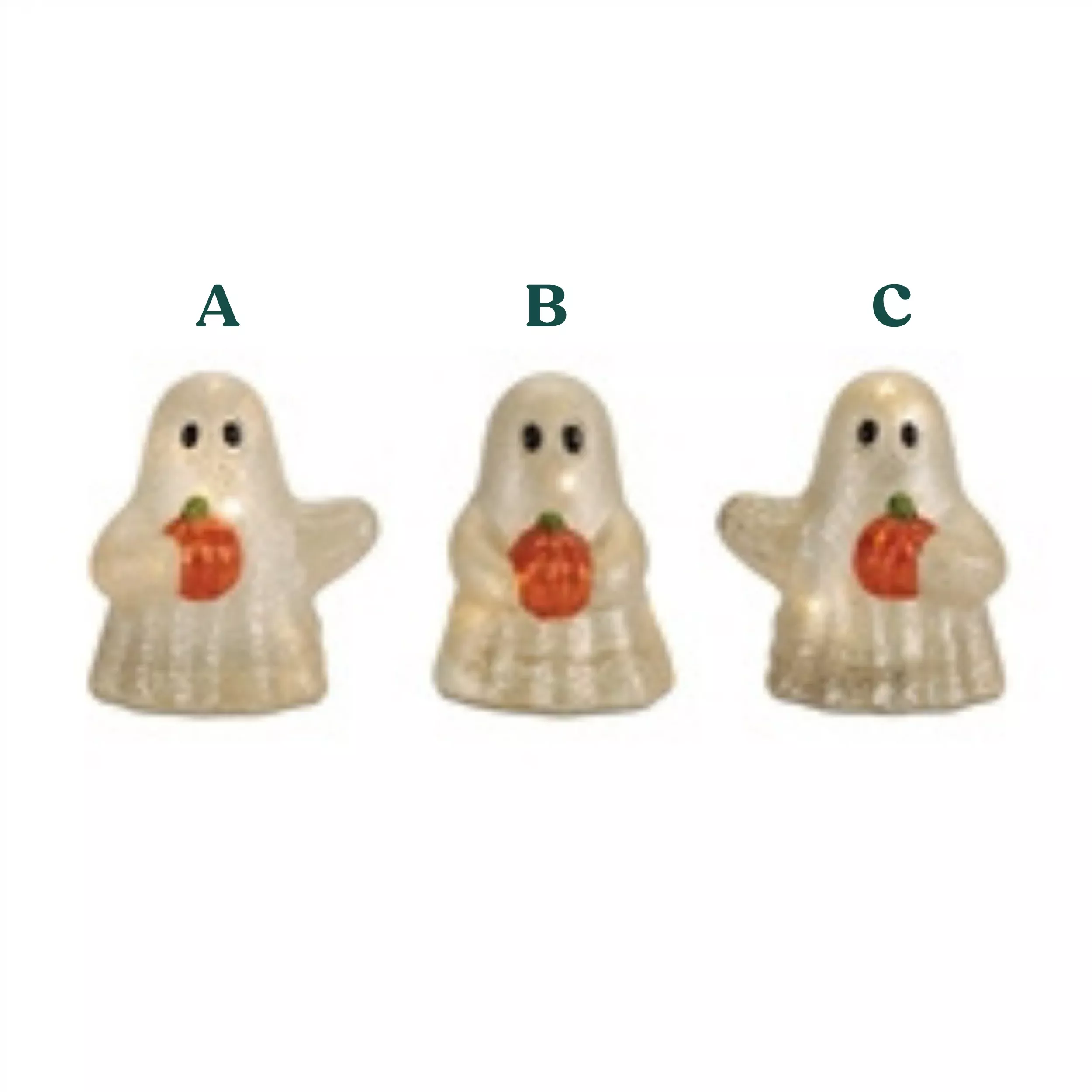 LED Ghost 4.75"H Glass, Assorted Styles - Sold Separately - Melrose International