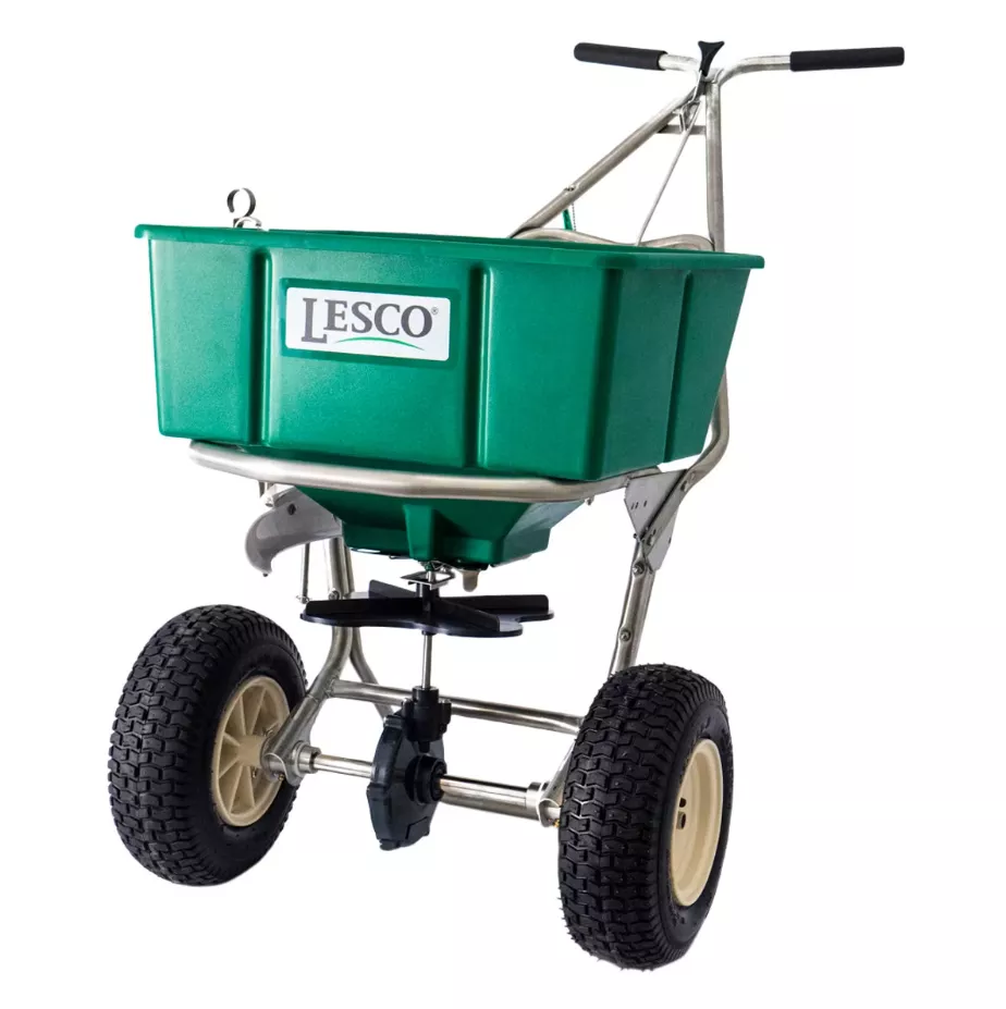 LESCO 80 lb Fertilizer and Salt Spreader - 101186 High Wheel