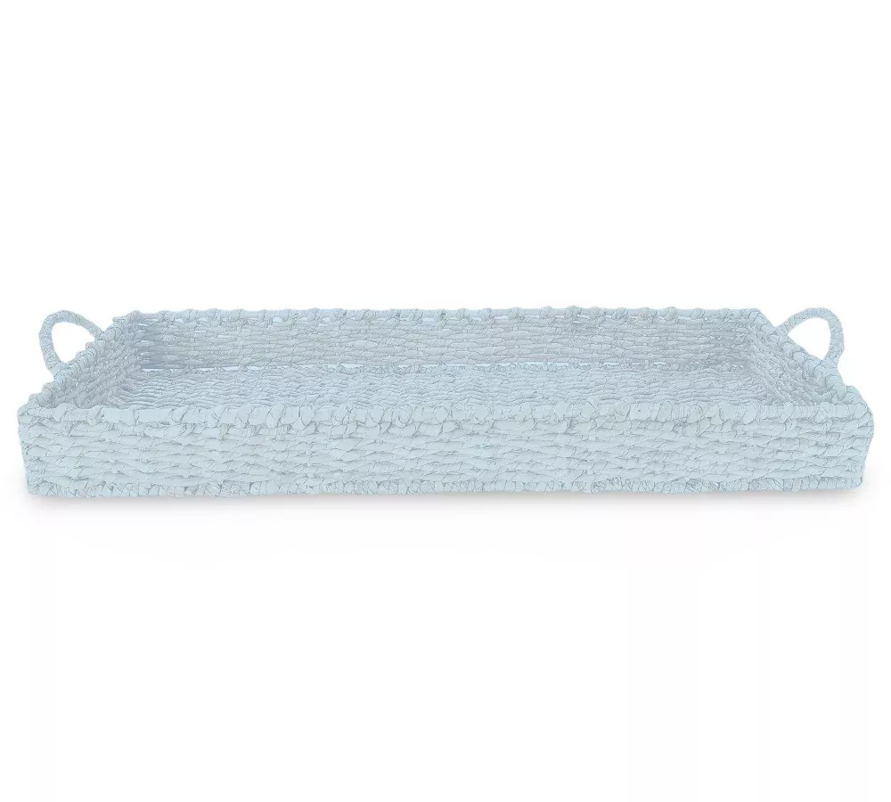 Light Blue Wicker Basket