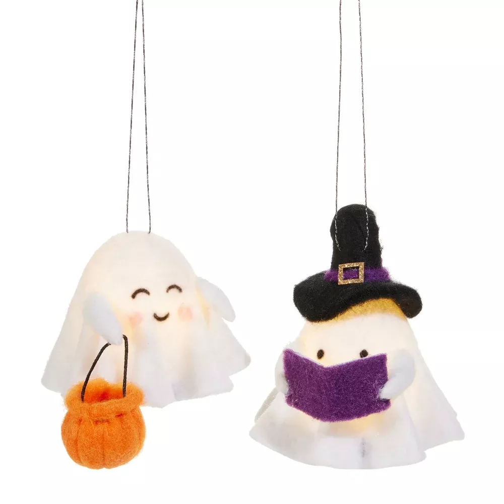 Lighted Felt Ghost Ornament - Assorted Styles, Sold Separately