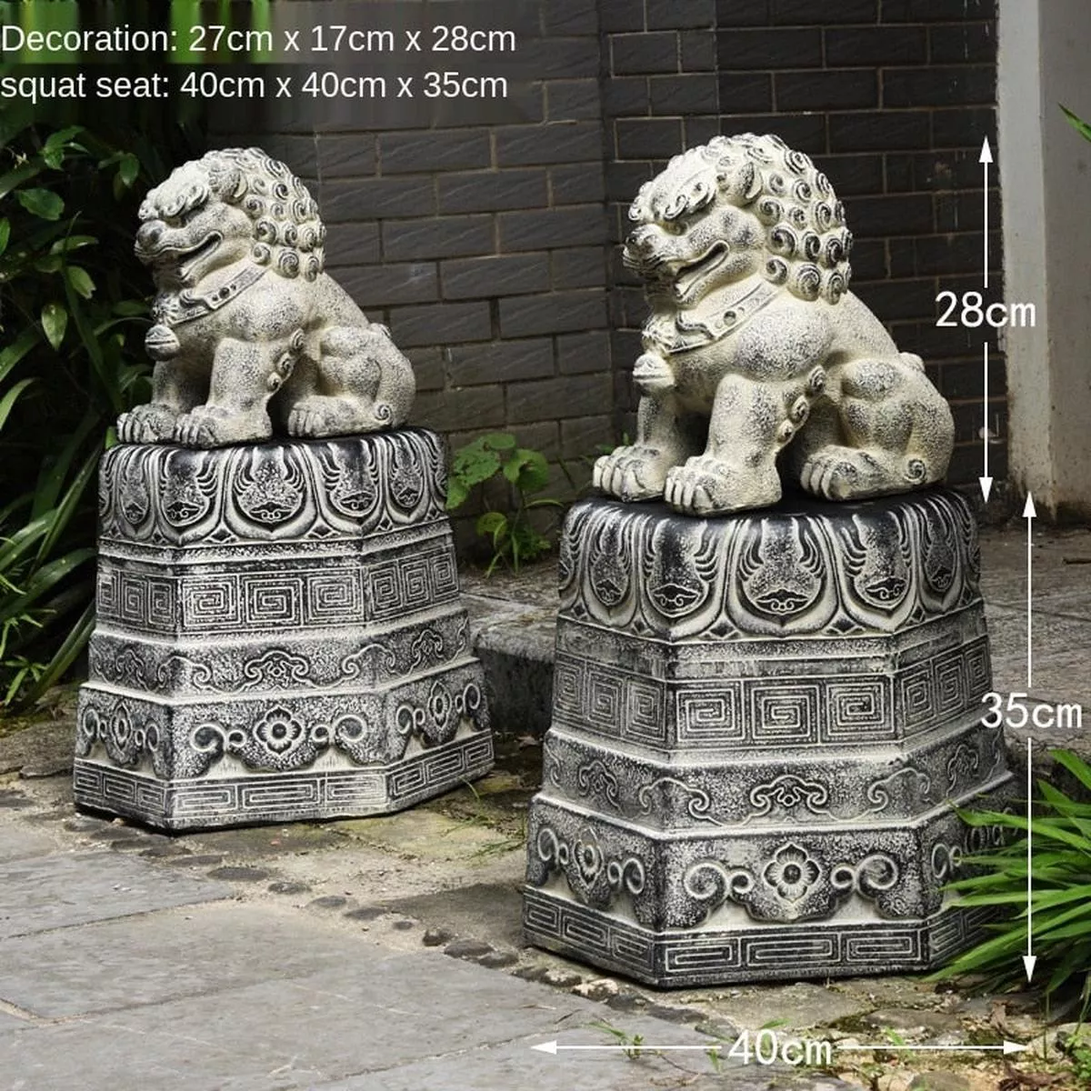 Lion Stone Statue – Bell Stand Set