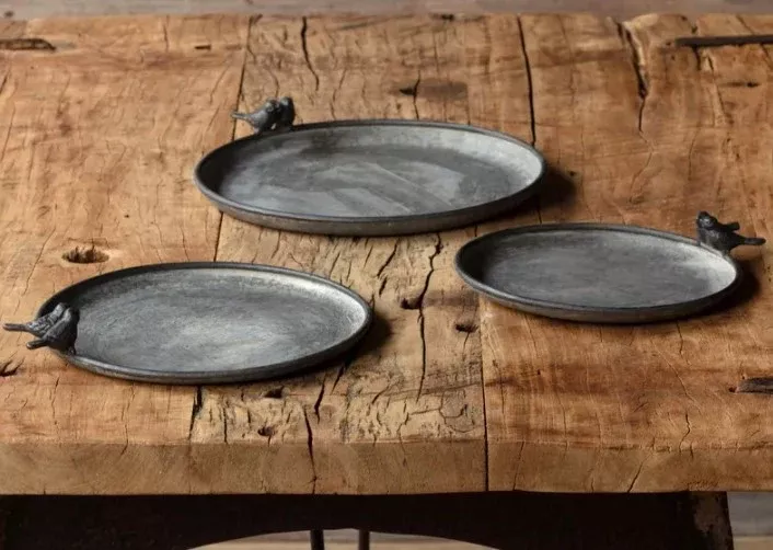 Little Bird Round Metal Trays