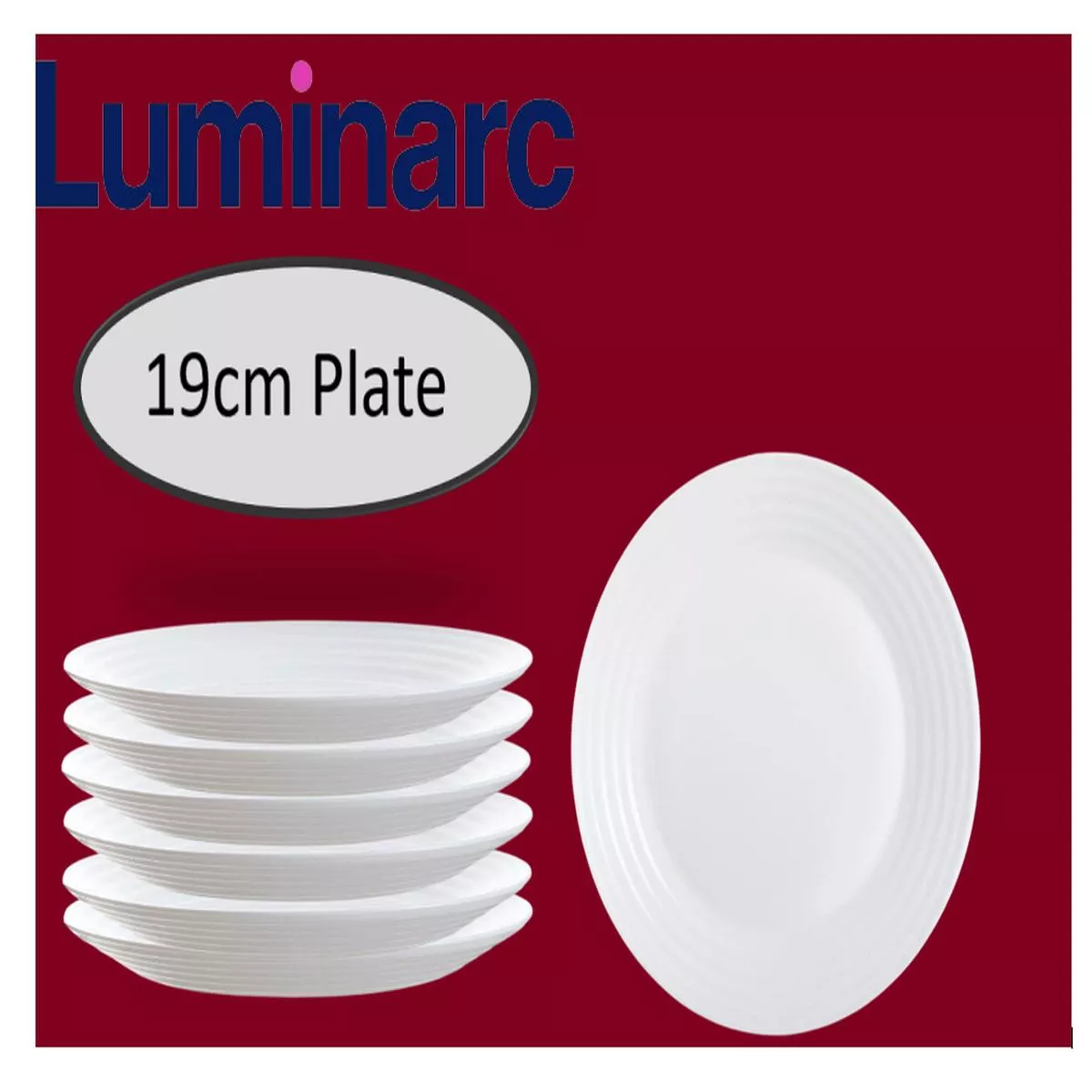 Luminarc Harena White Plate Sizes 19cm Dinner Ware Collection – 6