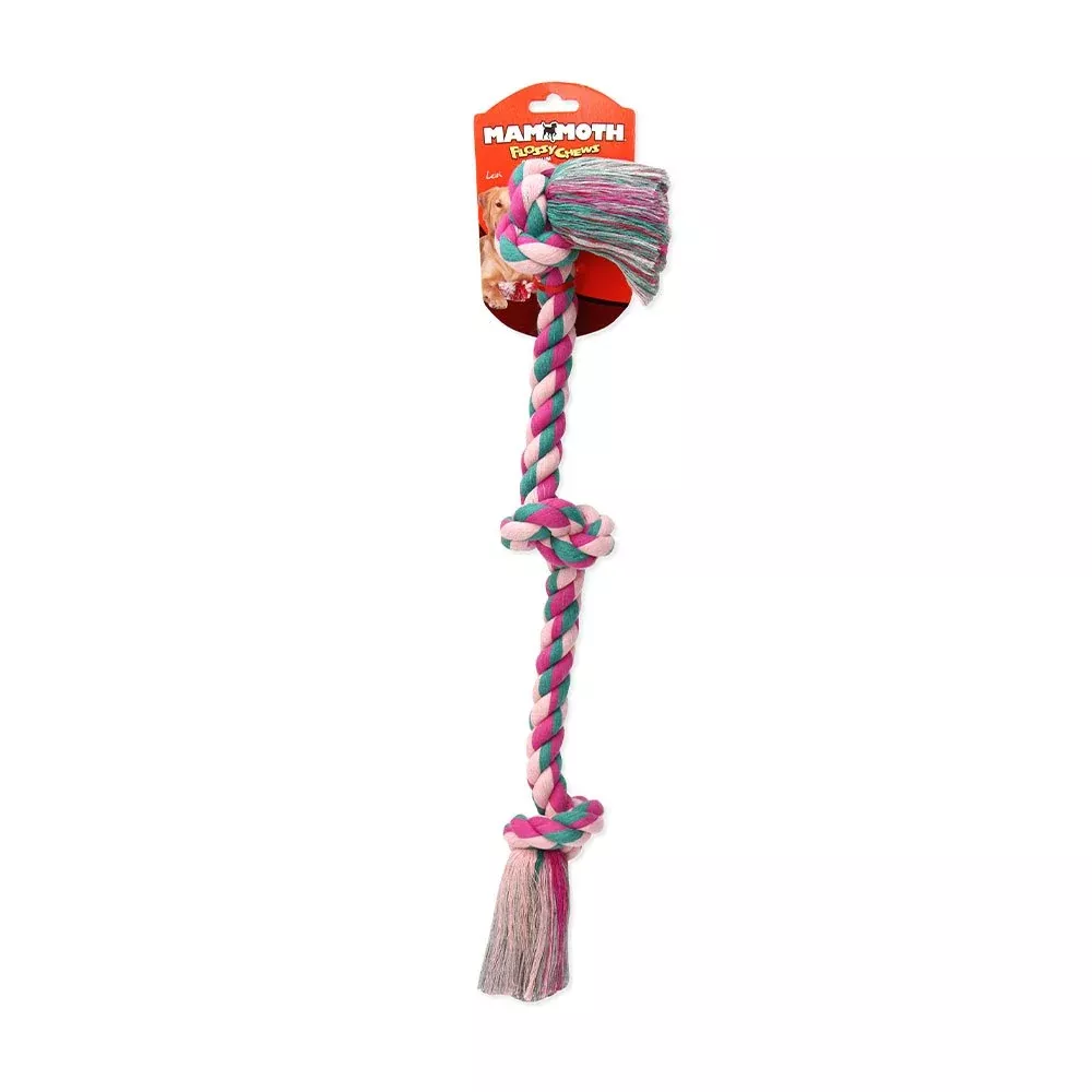 Mammoth Flossy Chews 3-Knot, Tugs Color Rope Medium Dog Toy, 20"