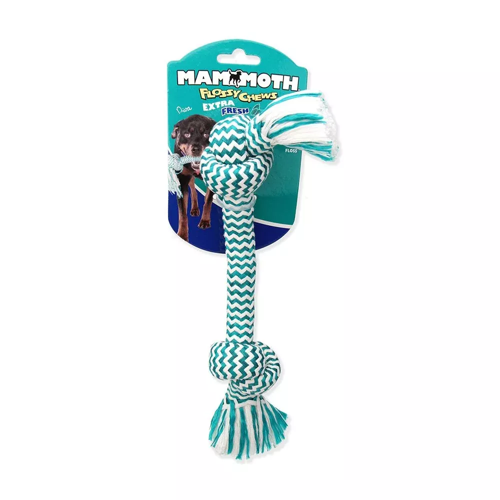 Mammoth Flossy Chews Extra Fresh 2-Knot Bones Dog Toy, Large 14"