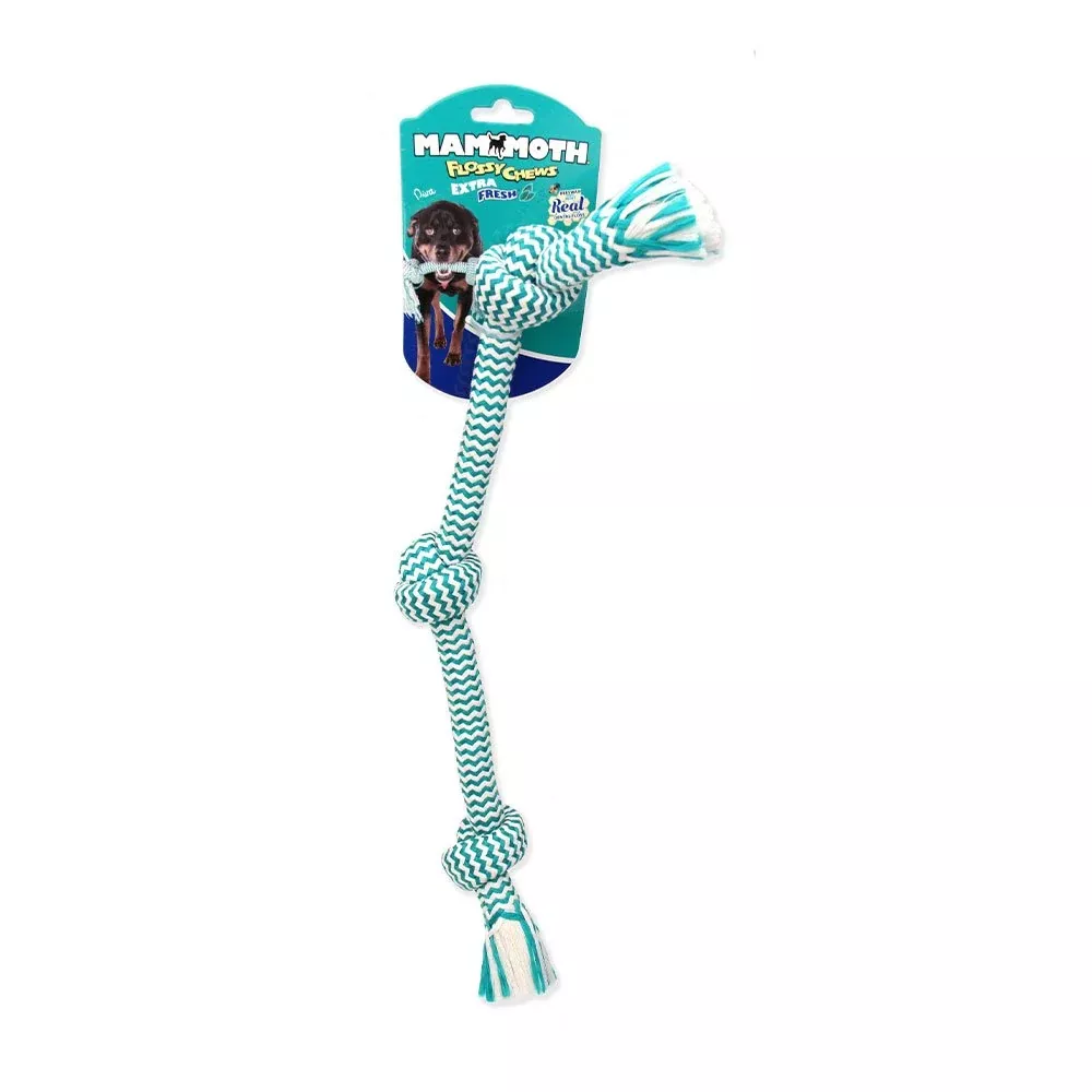 Mammoth Flossy Chews Extra Fresh 3-Knot Bones Dog Toy, Medium 20"