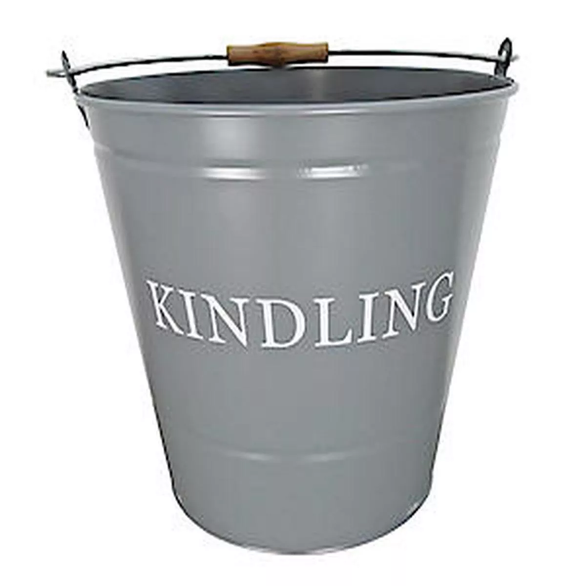 Manor Fireside Kindling Bucket Grey | Wooden Handle | 31cm Height – Default Title