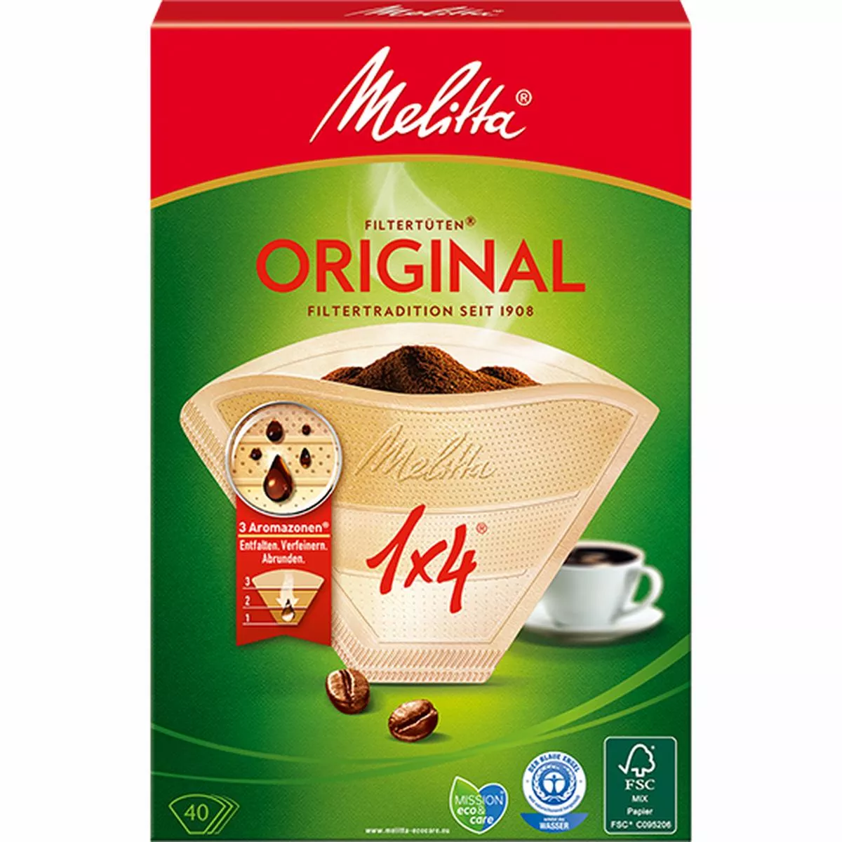 Melitta Coffee Filter Papers Size 1×4 {40 Pack} Naturally 100% compostable – 1
