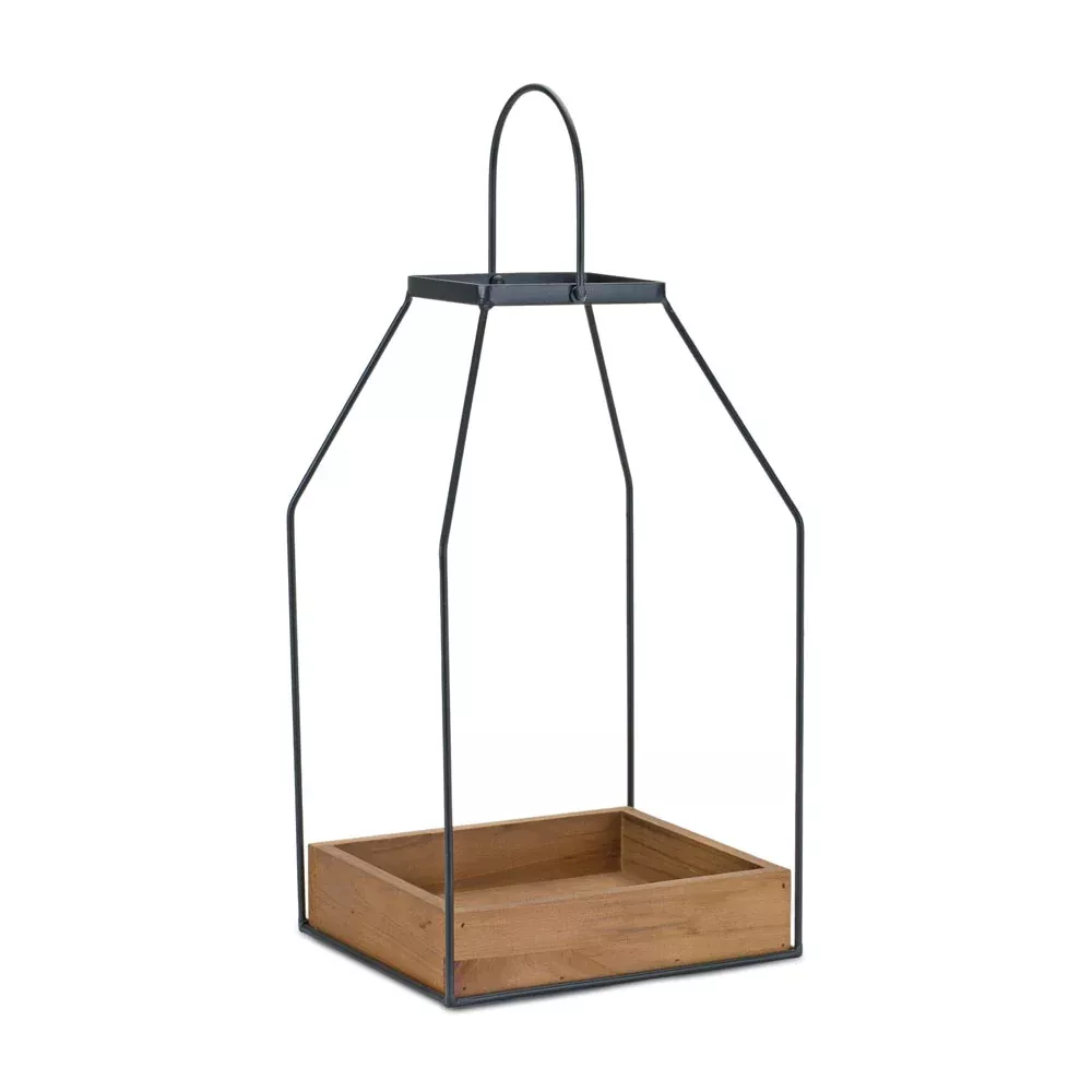 Melrose International, Open Lantern, Iron/Wood, Large