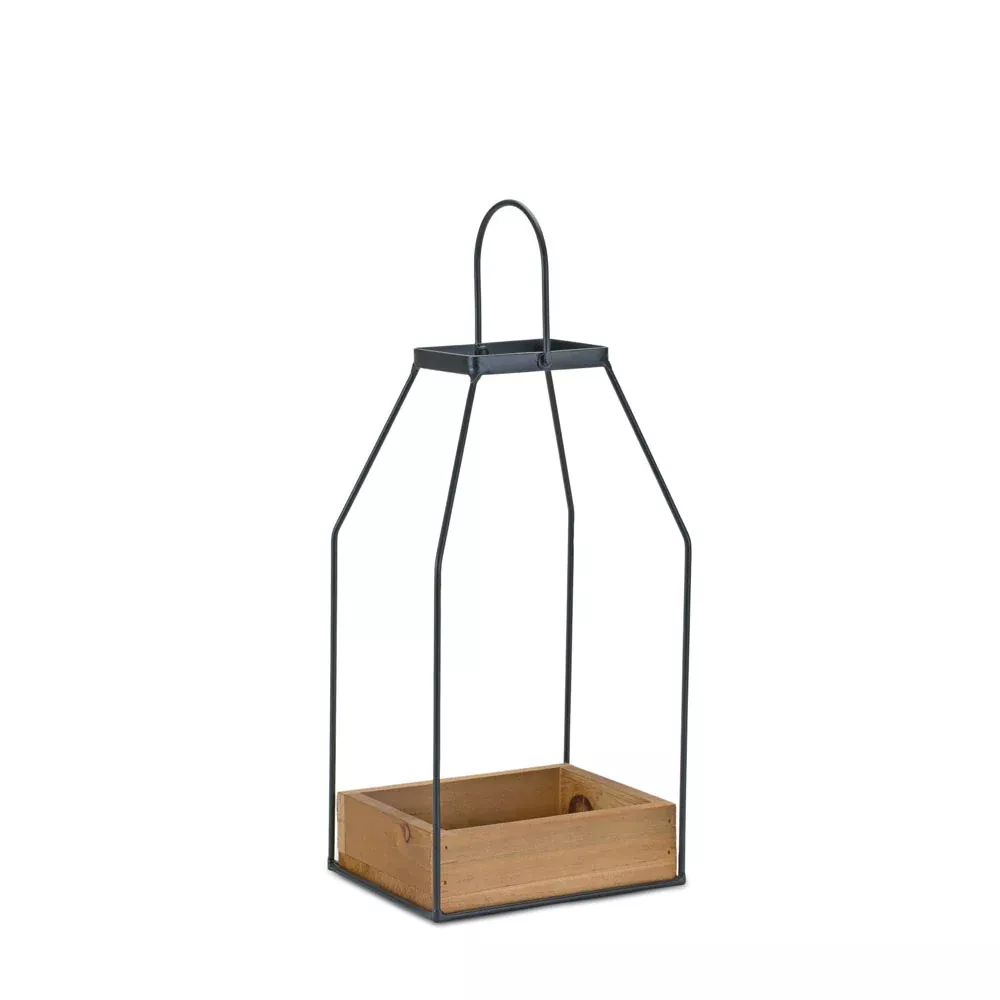 Melrose International, Open Lantern, Iron/Wood, Small