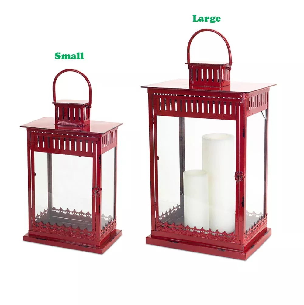Melrose International, Red Lantern, Metal & Glass
