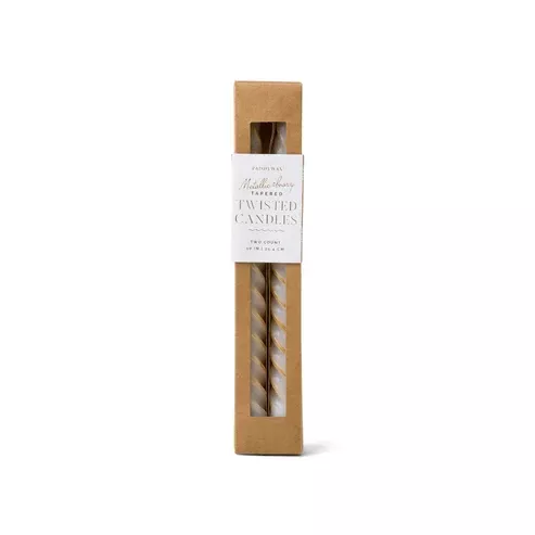 Metallic Ivory Twisted Taper Candles