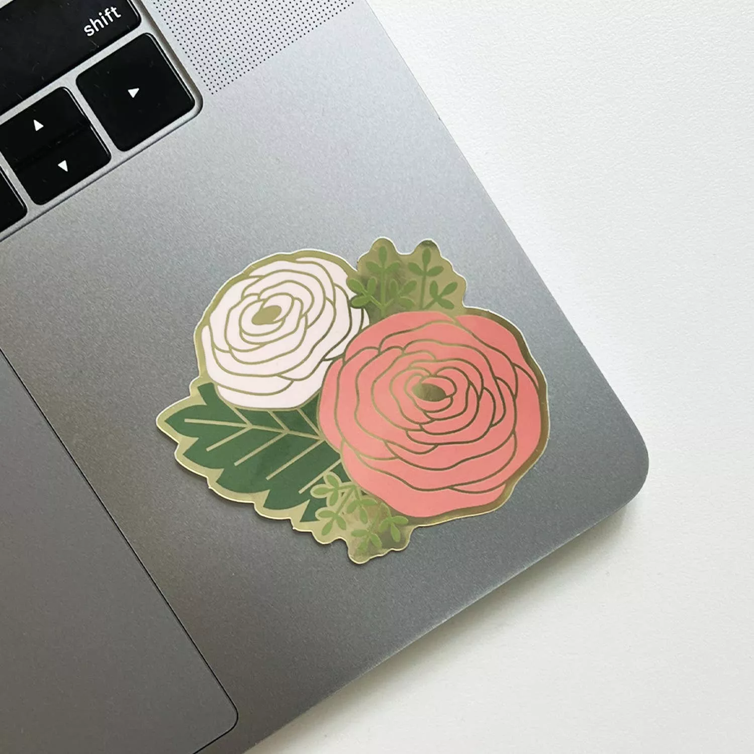 Michelle Ranunculus Sticker | Luxe Metallic Gold Sticker