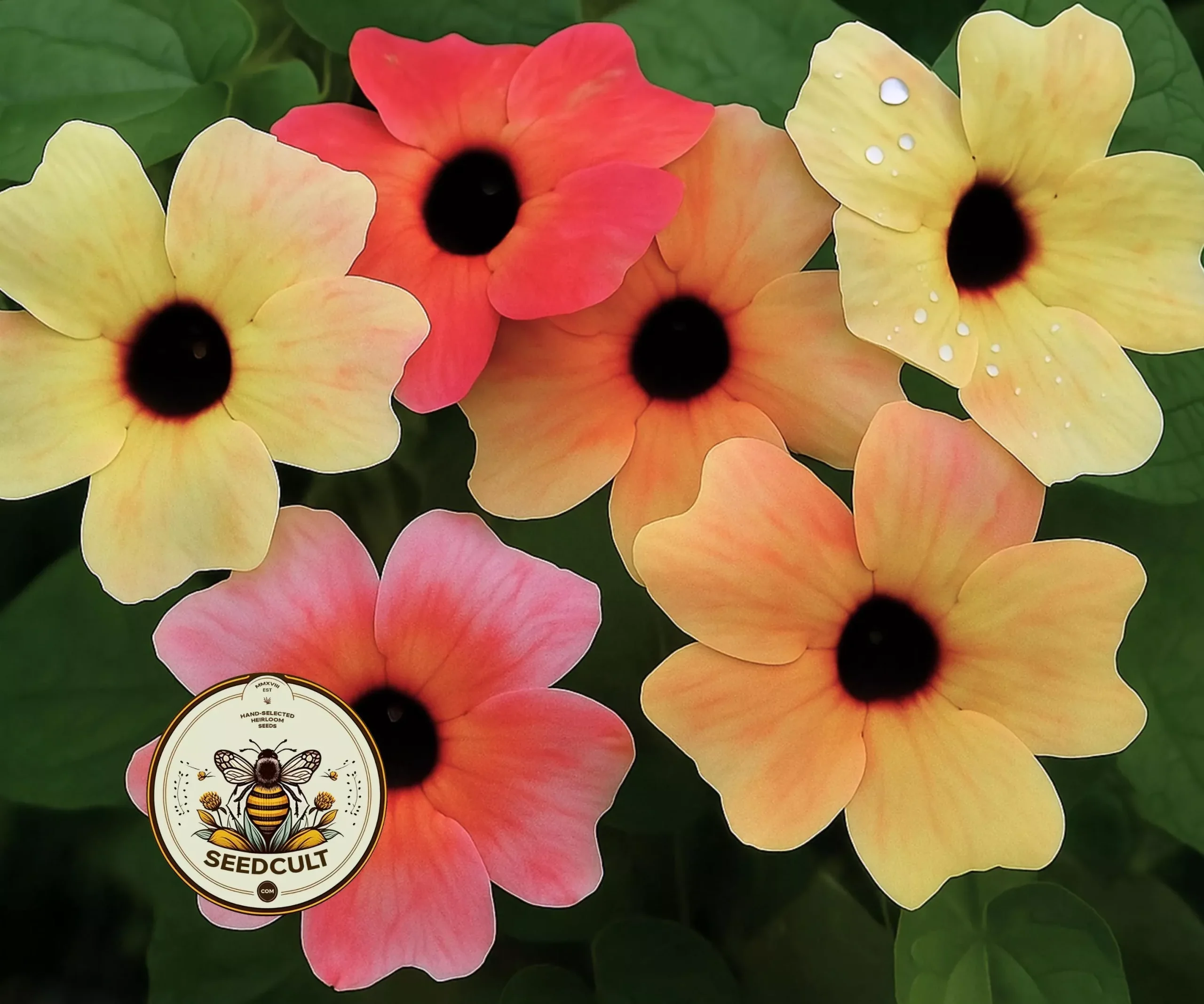 NEW! African Sunset Black Eyed Susan Vine Seeds, Thunbergia Alata, TH0410
